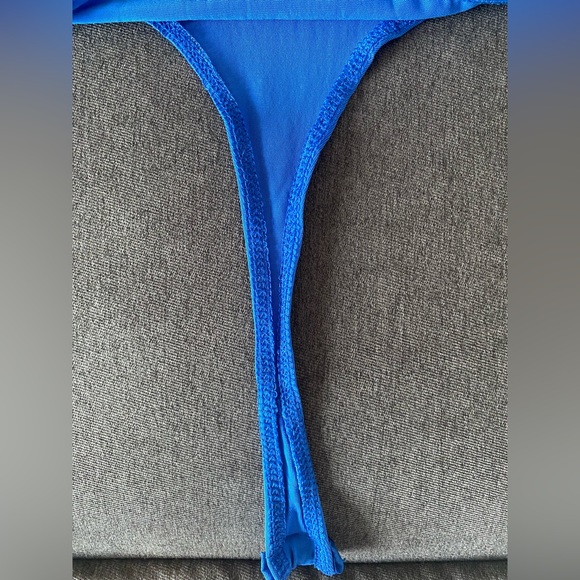 Bebe Blue long-sleeve Bodysuit with gathered neck detail Size Medium - Picture 10 of 11